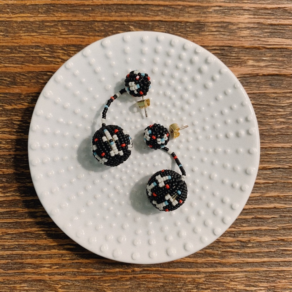 Madewell Beaded Party Ball Drop Earrings in Black